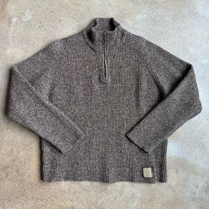 American Eagle Speckled Brown Half-Zip Sweater